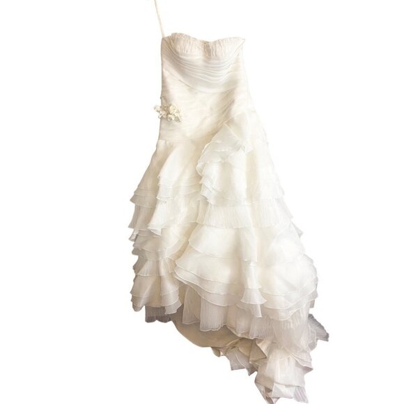 Galina Signature Women's Organza Tierred Gown W/Asymmetric Ruffles - 8 - Picture 3 of 17